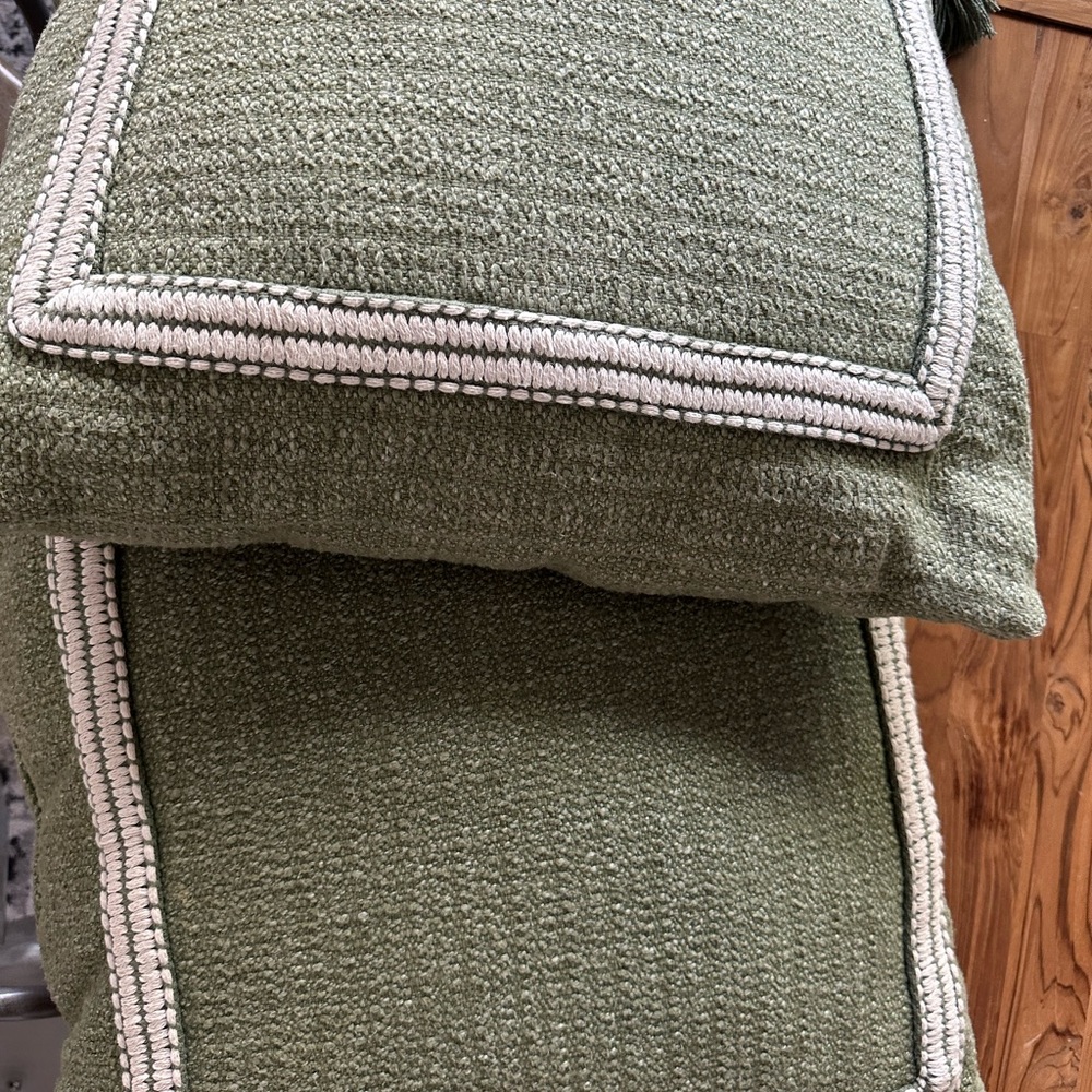 Elegant Green Textured Throw Pillow
